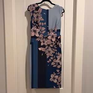 Vince Camuto Blue and Pink Floral Midi Dress